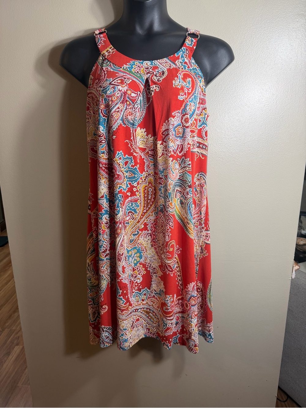 Robbie Bee Paisley Tank Dress Medium Boho Resort Cruise Vacation Dress Rust NWT - Picture 12 of 12